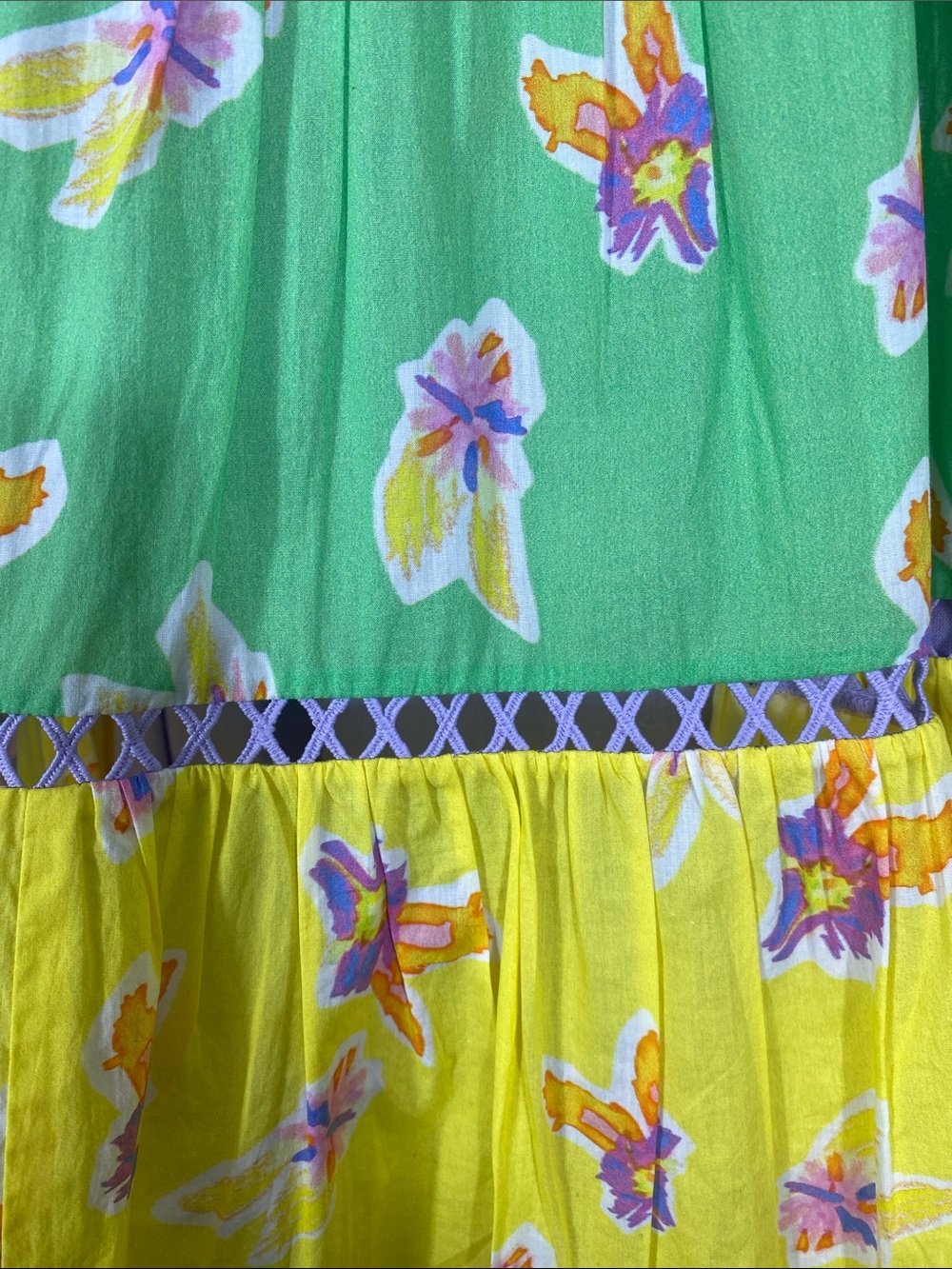 Ālivia Caroline Tiered Floral Maxi Skirt Bouncing Buds Multi Size S 100% Cotton - Picture 5 of 16